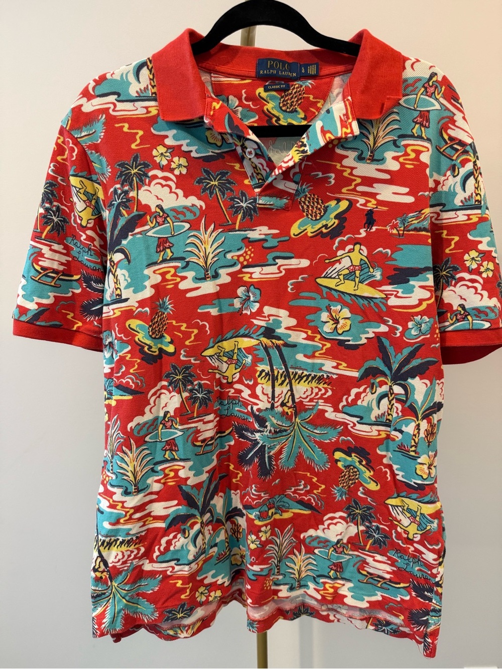 Polo Ralph Lauren Aloha Hawaiian Polo L | Tropical Island Print Cotton Shirt EUC